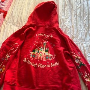 Disney Christmas kids castle hoodie zip front sweater